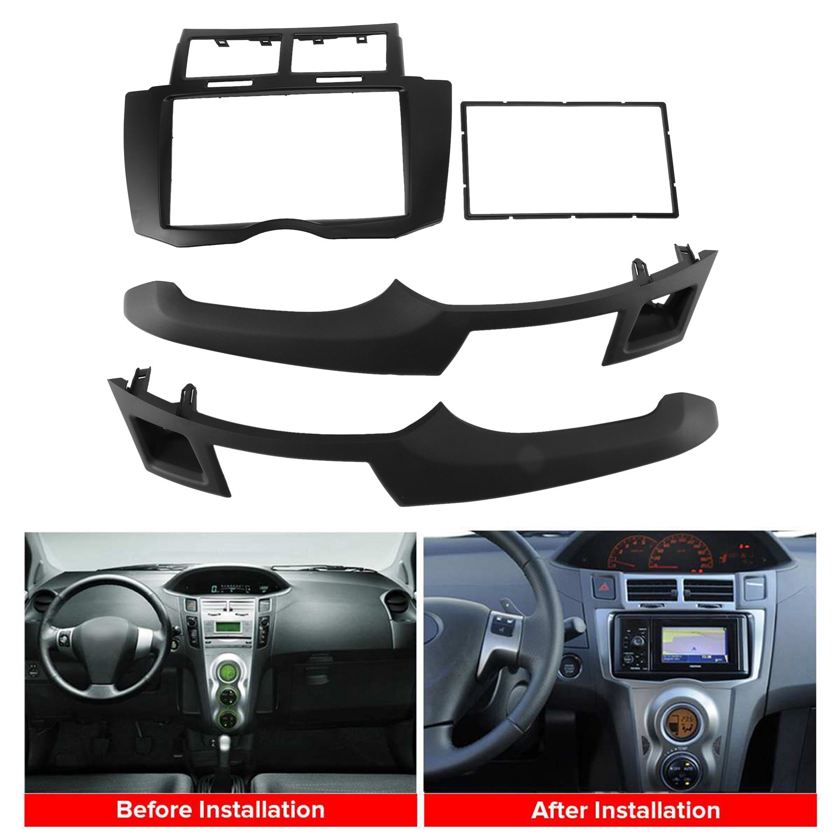 Car Radio Fascia Trim Kit, 2 Din Dash г DVD  ġ ŰƮ Toyota Yaris Vitz Platz 2005 2006 2007 2008-2011